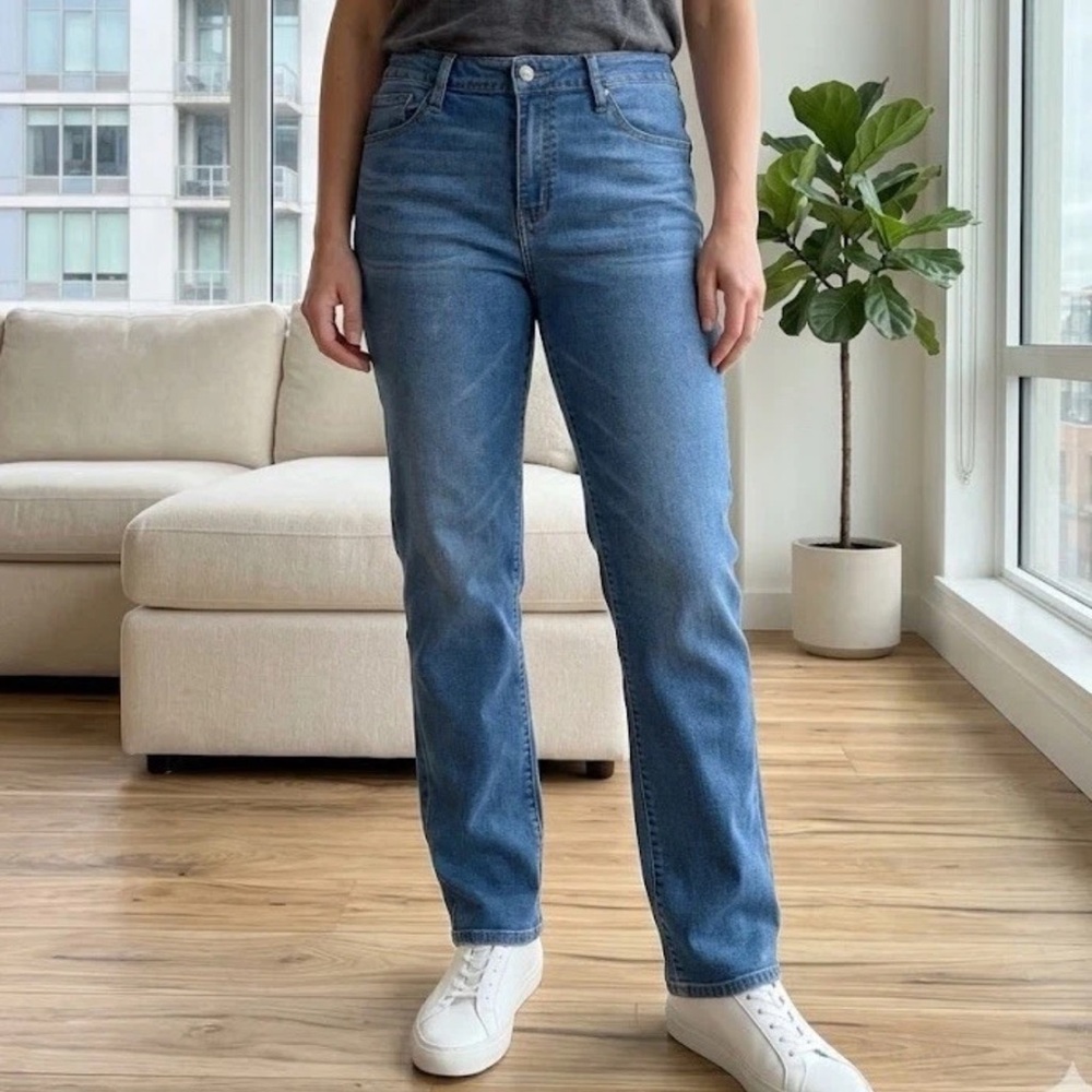 Truth + Theory Women's Jeans 14/16 34x32‎ Medium Wash Blue Stretch Straight Leg